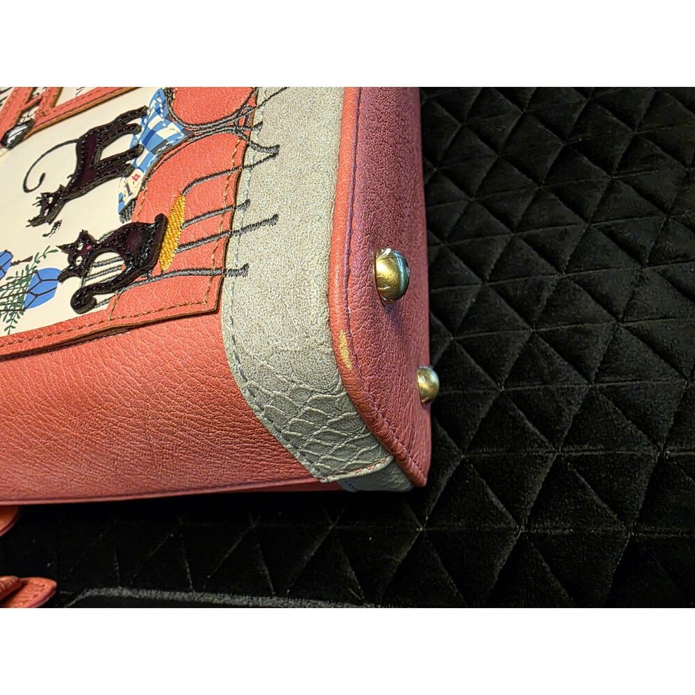 Vendula London Cat Cafe Grab Bag Matching Wallet - Retired (Damaged Handles) - Picture 7 of 10